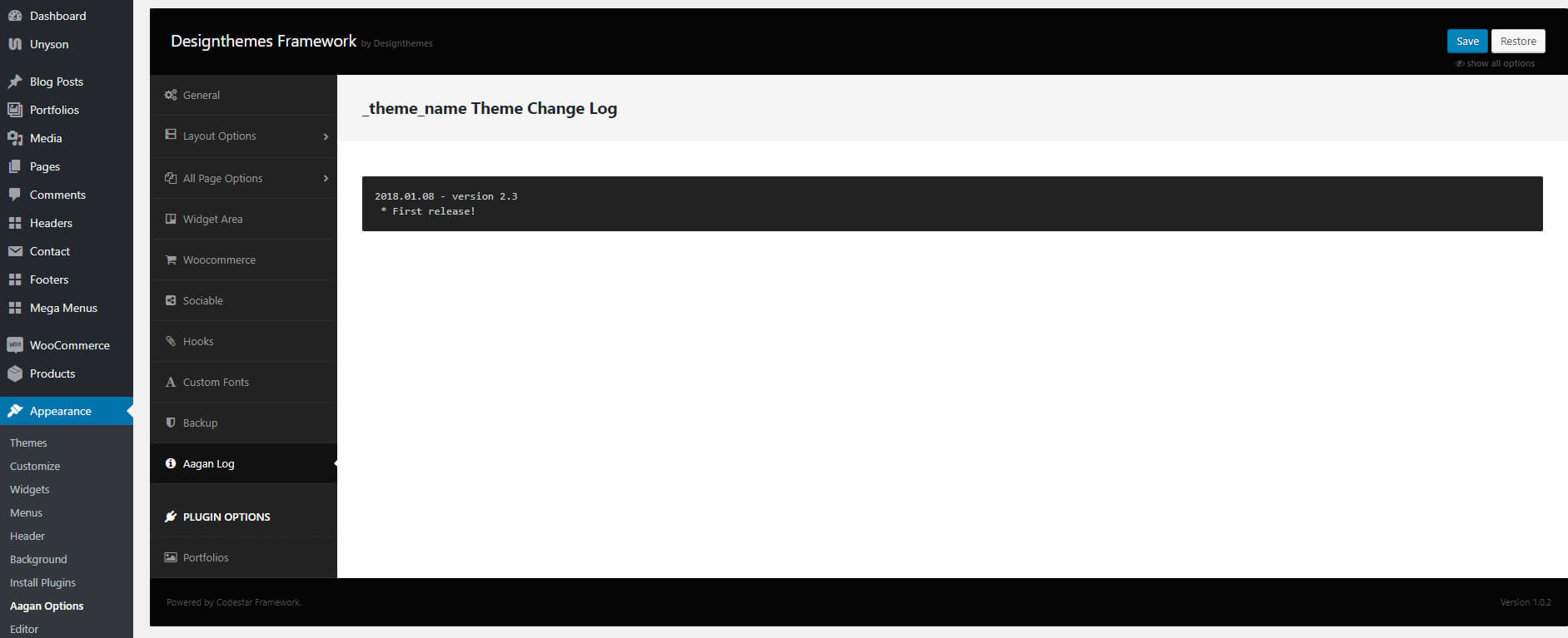 Theme Change Log