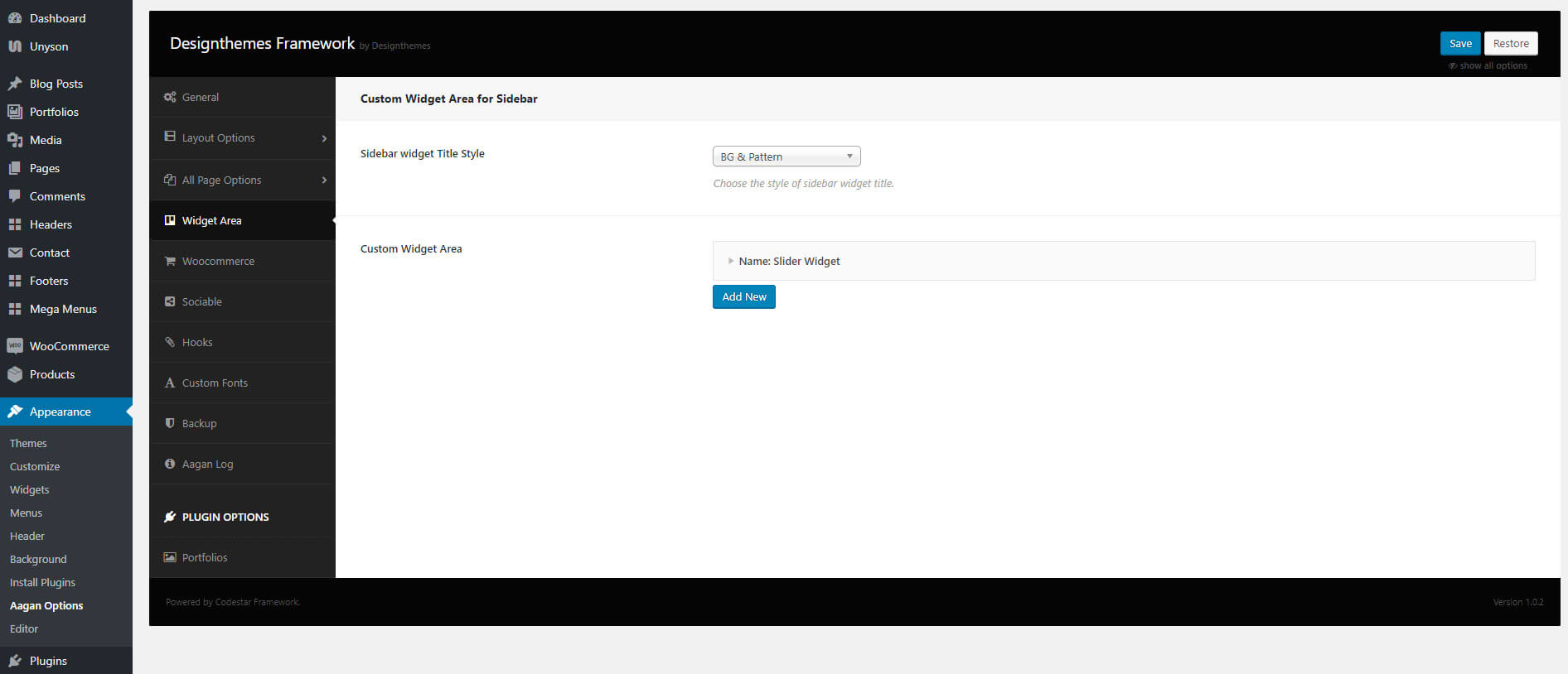 All Page Options