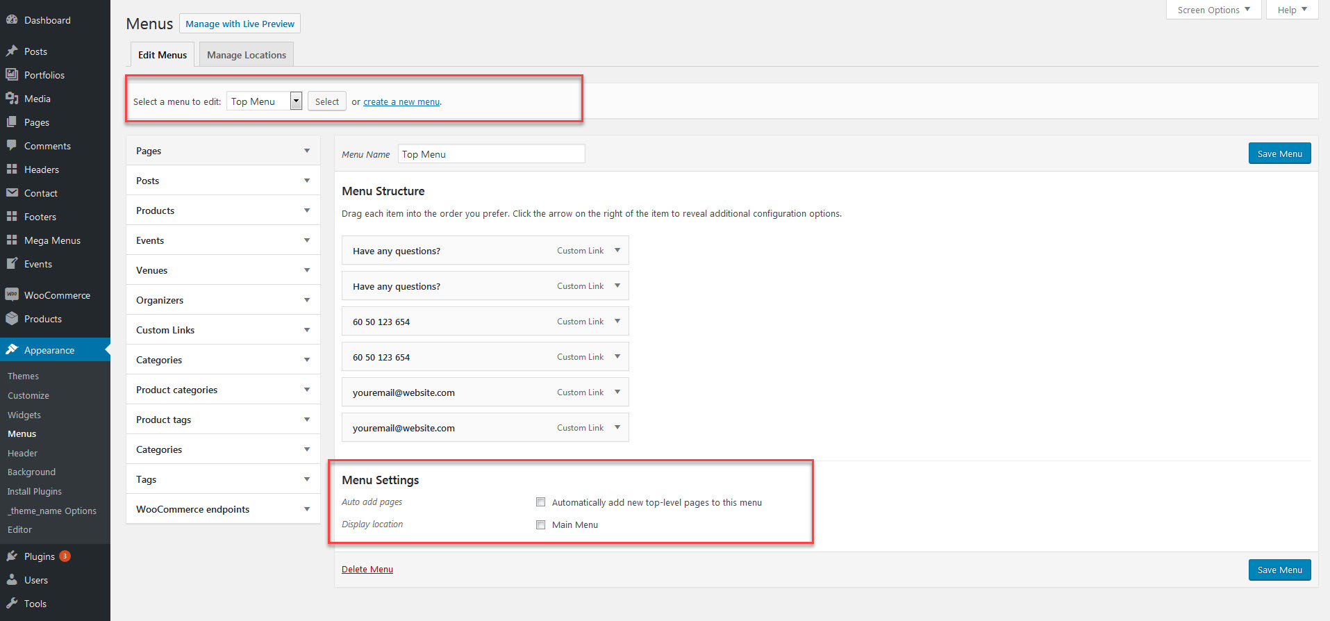   Adding & Aagannizing Menu Items
