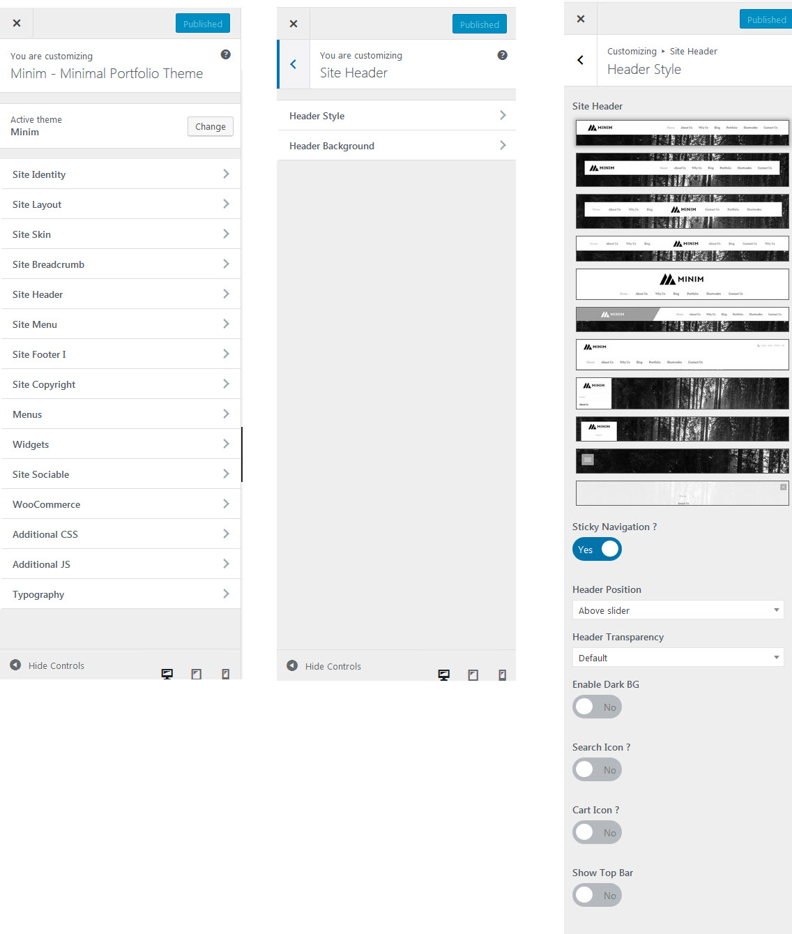 Header layout