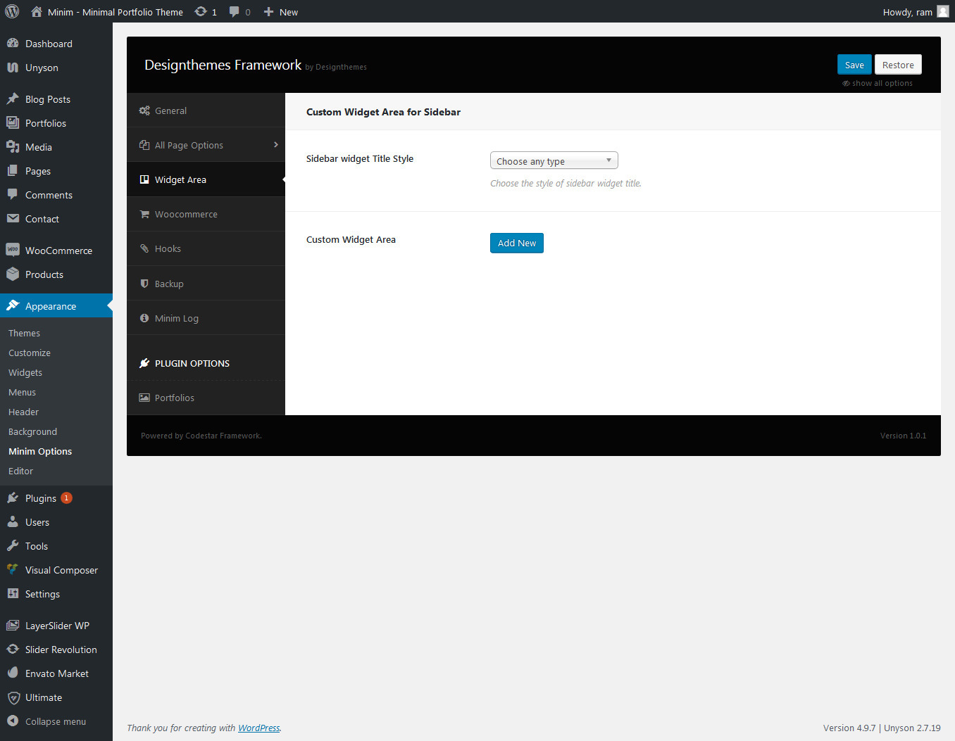 All Page Options