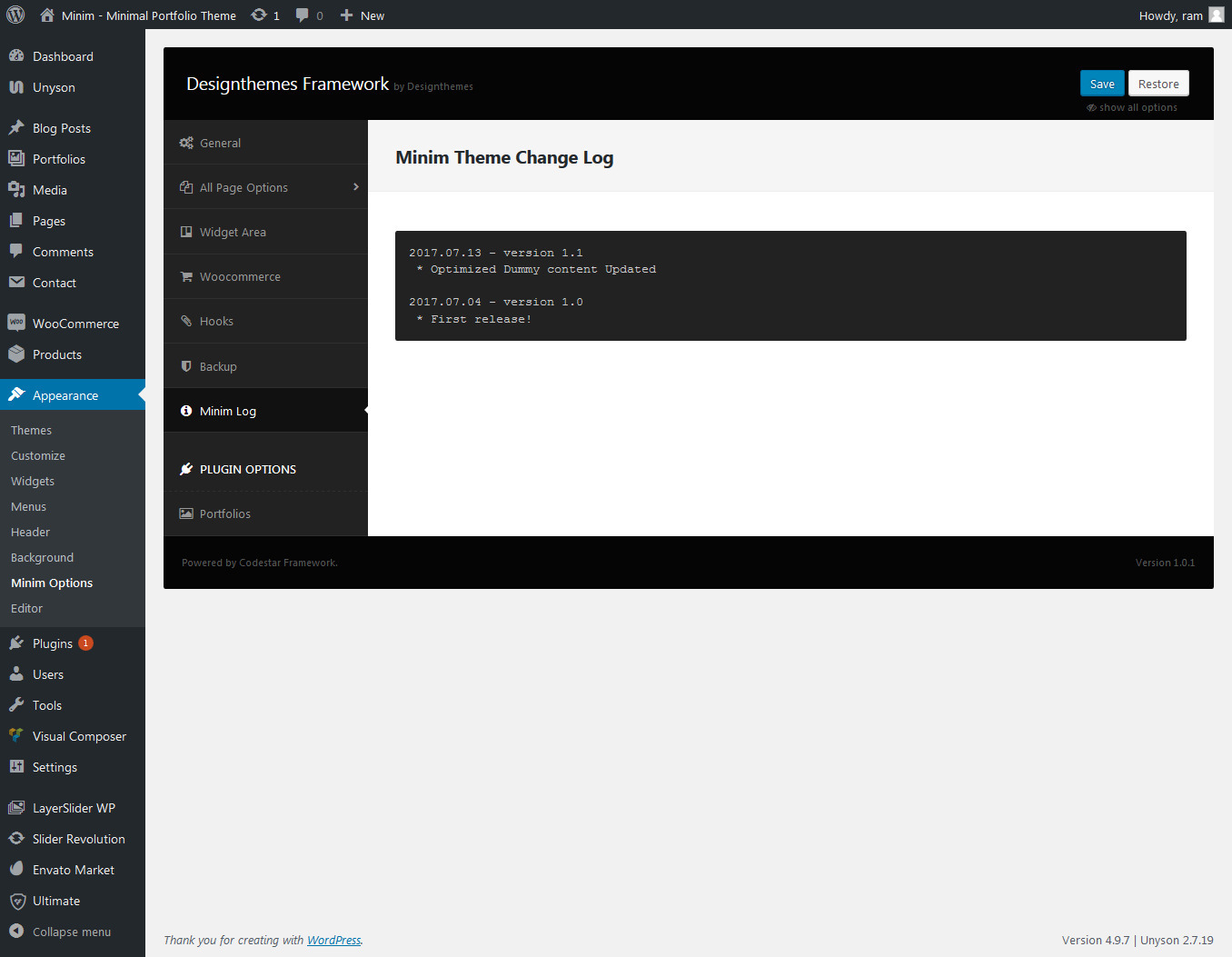 Theme Change Log