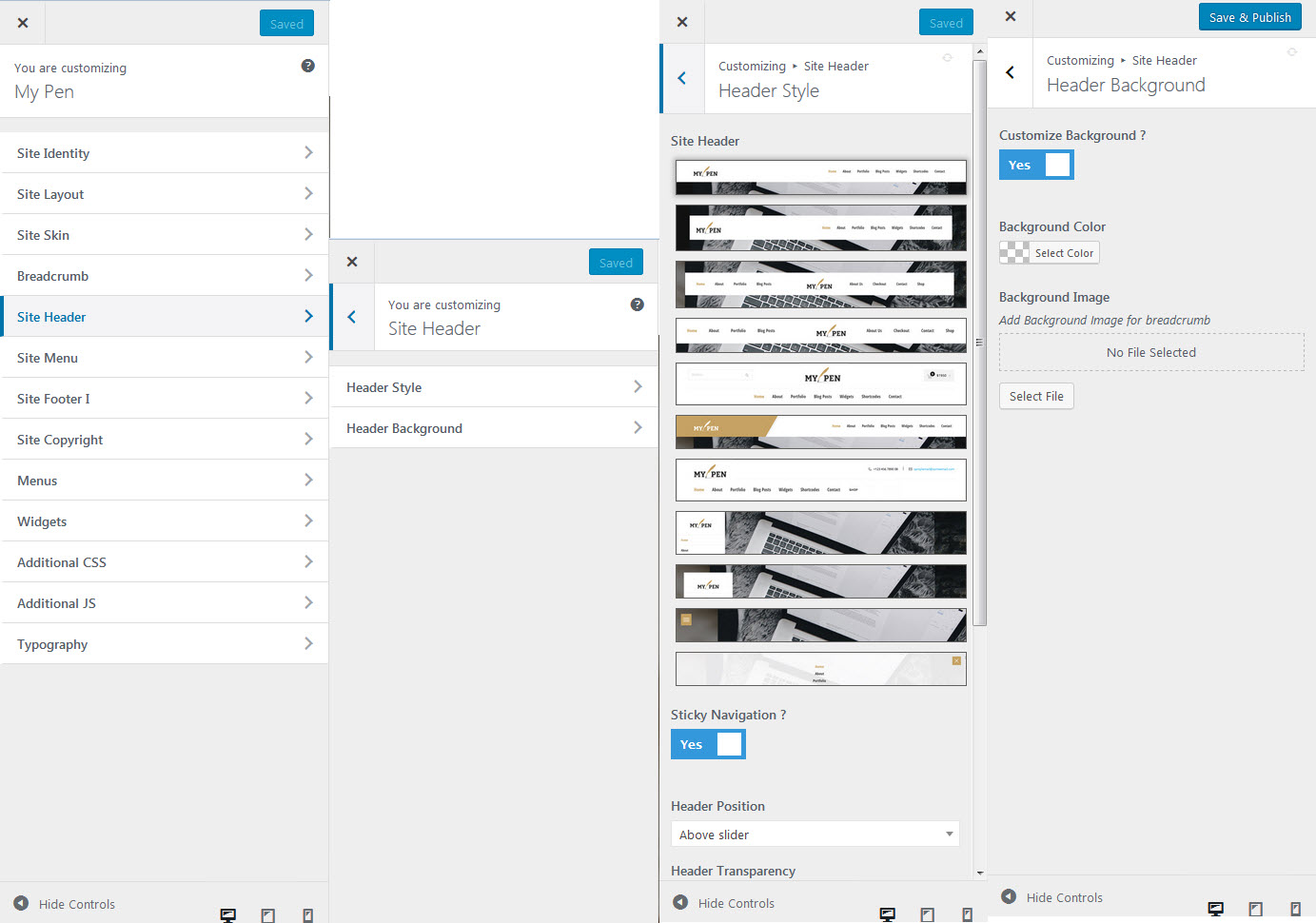 Header layout