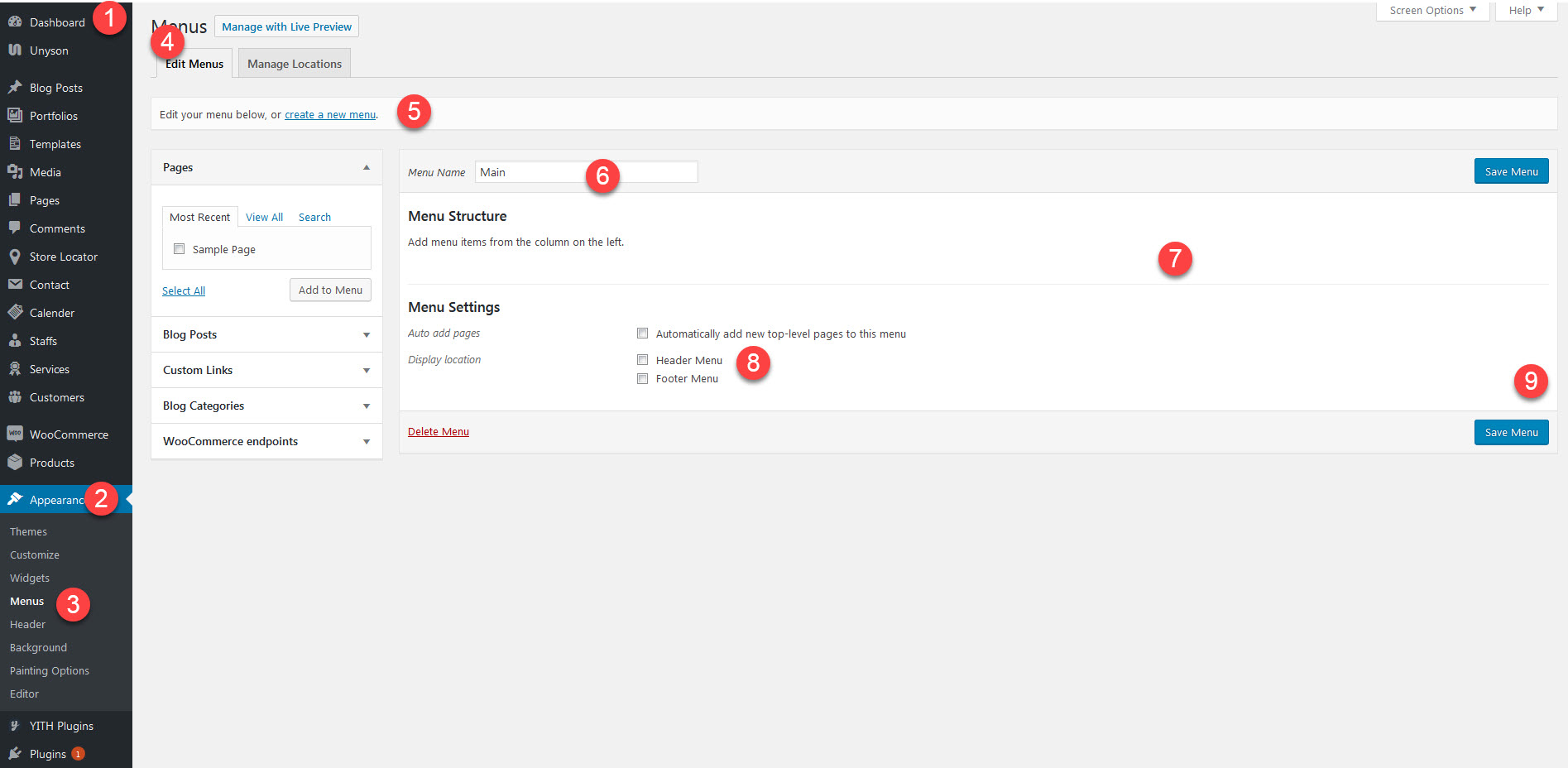   Adding & Organizing Menu Items