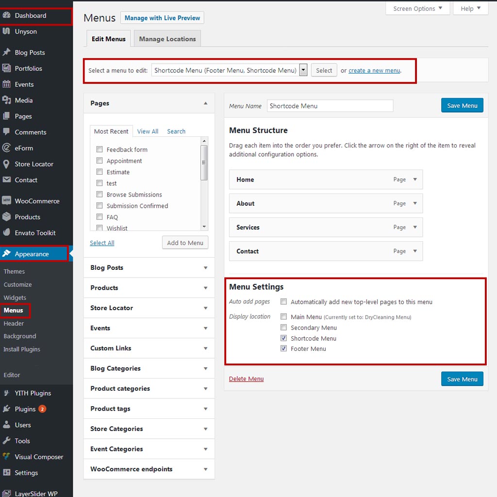   Adding & Organizing Menu Items