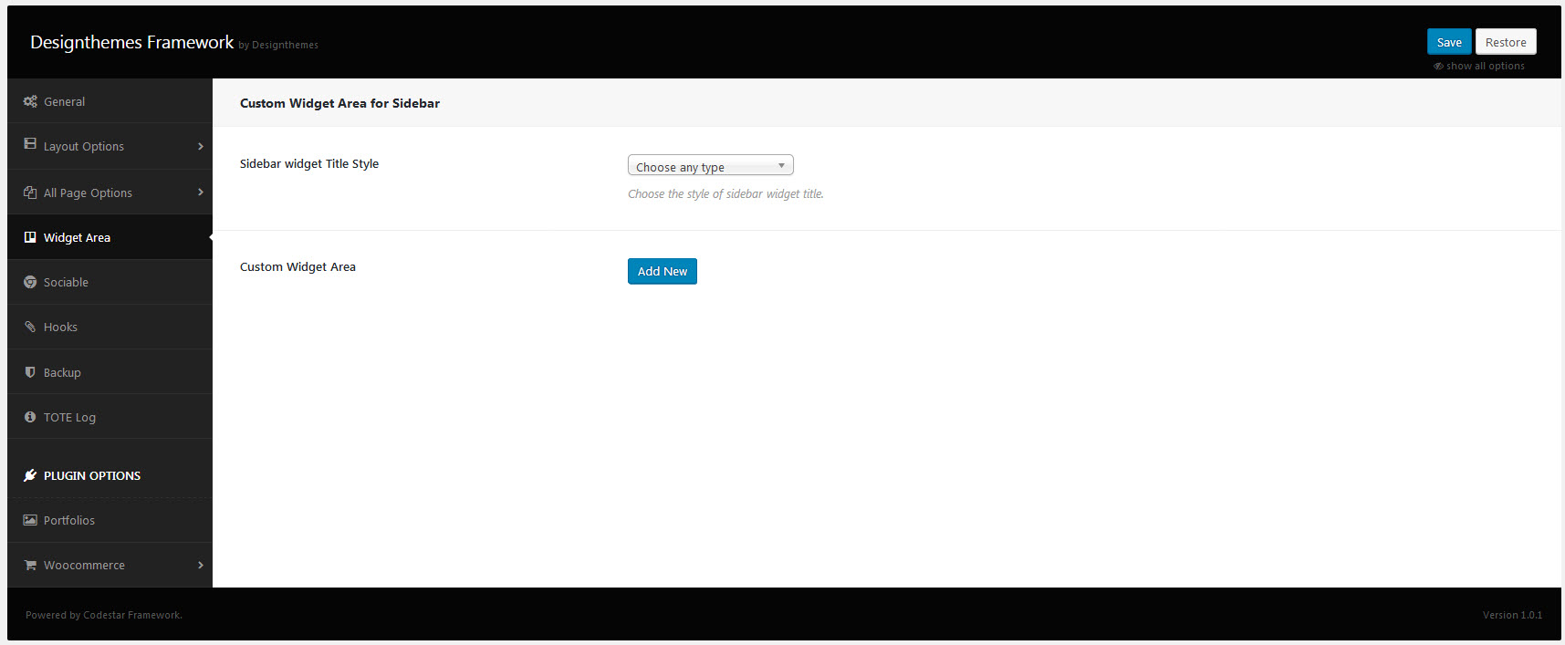 All Page Options