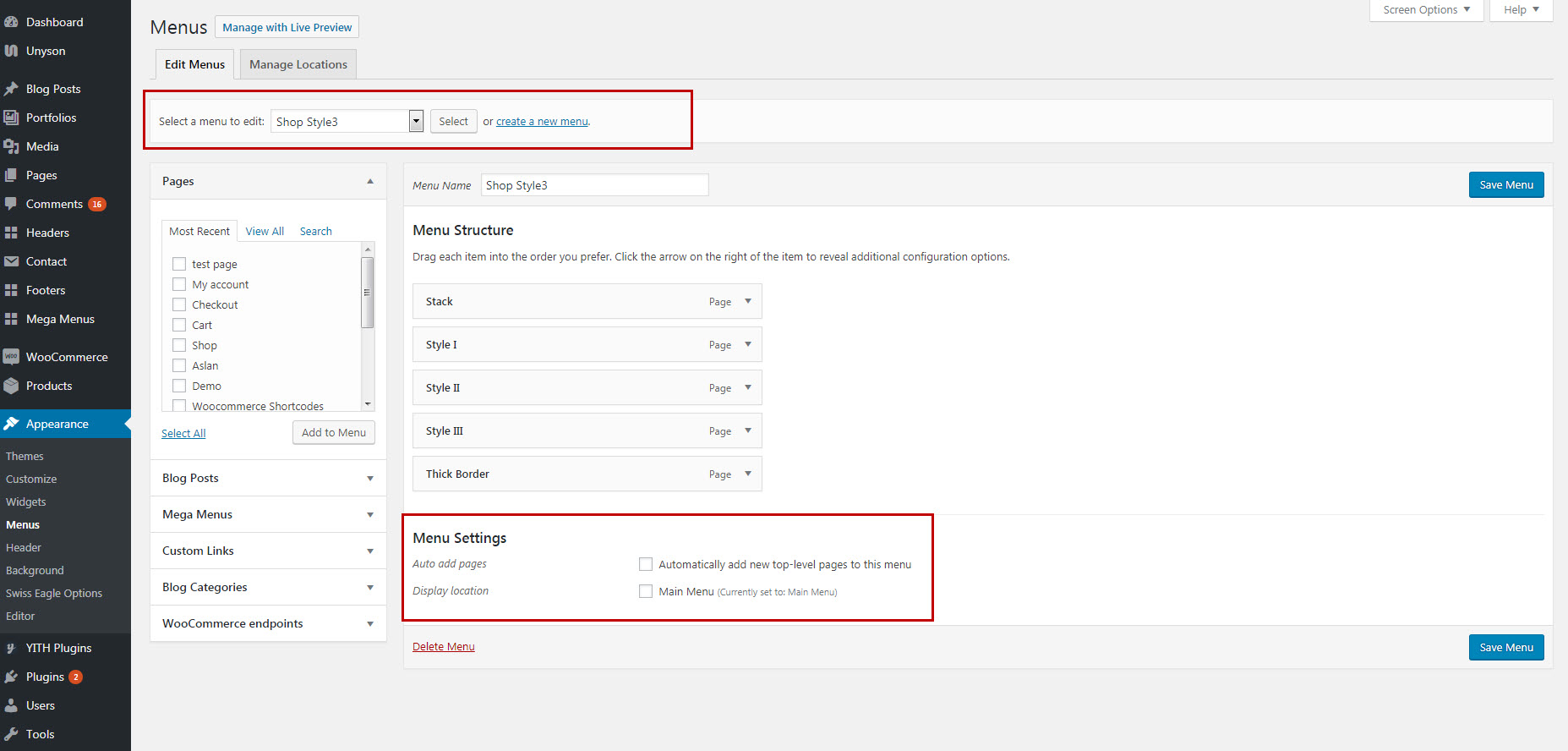   Adding & Organizing Menu Items