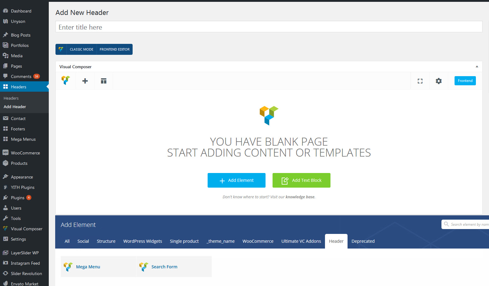 Header layout