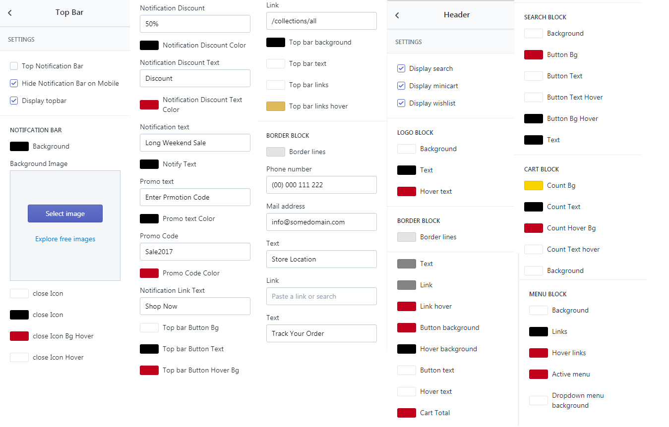 Header layout