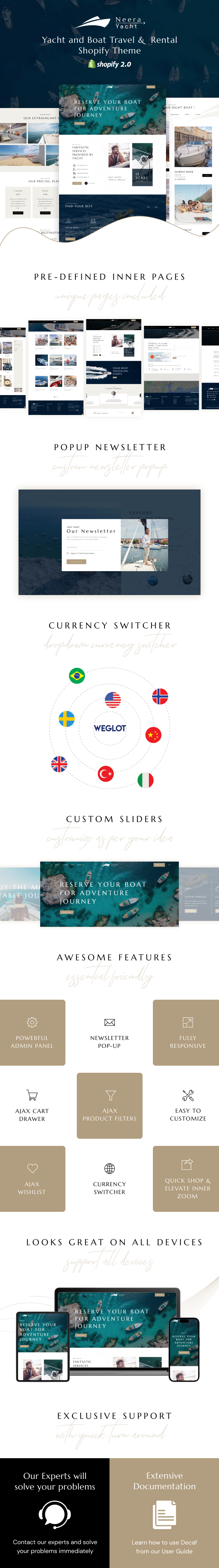 Neera - Yacht Boat & Travel Rental Services Shopify Theme - 1
